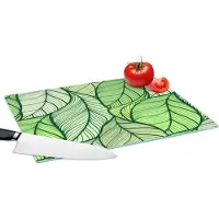 KitchenYeah Glazen Snijplank - 39x28 - Bladeren - Schets - Vintage - Patronen - Snijplanken Glas