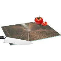KitchenYeah Glazen Snijplank - 39x28 - Treinspoor - Pad - Bos - Boom - Snijplanken Glas