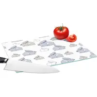KitchenYeah Glazen Snijplank - 28x20 - Patroon - Konijn - Oor - Jongens - Meisjes - Kinderen - Kindje - Snijplanken Glas
