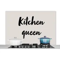 KitchenYeah Spatscherm keuken 120x80 cm - Kookplaat achterwand Quotes - Spreuken - Koken - Chef - Kitchen queen - Muurbeschermer - Spatwand fornuis - Hoogwaardig aluminium