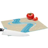 KitchenYeah Glazen Snijplank - 28x20 - Patroon - Berg - Rivier - Snijplanken Glas