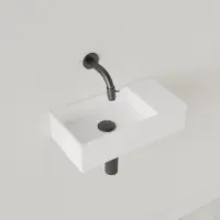 Gliss Design Fontein Nano 36x18x9 cm Zonder Kraangat Rechts Hooglans Wit