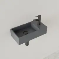 Gliss Design Fontein Nano 36x18x9 cm 1 Kraangat Rechts Leigrijs