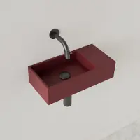 Gliss Design Fontein nano 36x18x9 cm zonder kraangat rechts mat wijn rood