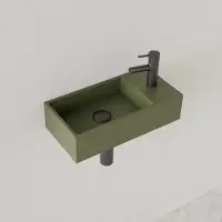 Gliss Design Fontein nano 36x18x9 cm 1 kraangat rechts olijf groen