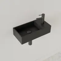 Gliss Design Fontein Nano 36x18x9 cm 1 Kraangat Rechts Mat Zwart