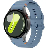 Strap-it Siliconen Wave bandje - Geschikt voor Samsung Galaxy Watch 7 (40 & 44mm) / Galaxy Watch 6 (Classic) / Galaxy Watch 5 (Pro) / Galaxy Watch 4 (Classic) - grijsblauw
