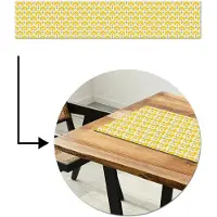 MuchoWow Tafelloper 200x40 cm - Tafelmat vinyl Design - Retro - Seventies - Geel - Tafeldecoratie - Tafelversiering - Keuken decoratie - Tafel versiering