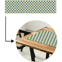 MuchoWow Tafelloper 200x50 cm - Tafelmat vinyl Design - Patroon - Retro - Geel - Blauw - Tafeldecoratie - Tafelversiering - Keuken decoratie - Tafel versiering