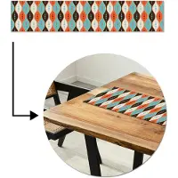 MuchoWow Tafelloper 150x30 cm - Tafelmat vinyl Retro - Cirkel - Design - Tafeldecoratie - Tafelversiering - Keuken decoratie - Tafel versiering