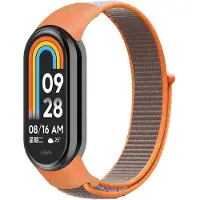 Strap-it Nylon bandje met klittenbandsluiting - geschikt voor Xiaomi Smart Band 8 / Smart Band 9 / Smart Band 10 (oranje-bruin)