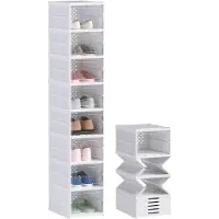 HOMCOM - Schoenendozen - Kunststof, ABS - 35L x 26B x 140H cm - Wit