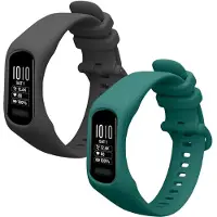 Kwmobile 2x horlogebandjes geschikt voor Garmin vivosmart 5 / Smart 5 bandje - Smartwatch bandjes van TPU - Activity tracker horloge band in donkergrijs / groen