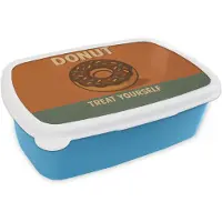 MuchoWow Broodtrommel Blauw - Lunchbox Donut - Spikkels - Kleurrijk - Quote - Brooddoos 18x12x6 cm - Brood lunch box - Broodtrommels voor kinderen en volwassenen