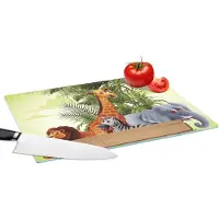 KitchenYeah Glazen Snijplank - 39x28 - Jungle dieren - Natuur - Planken - Kinderen - Giraffe - Snijplanken Glas