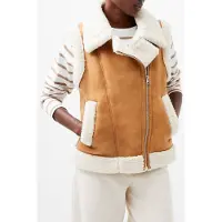 French Connection Camry Suedette Gillet Tan Maat: L | Gilets Outlet | Dames | Bruin