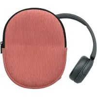 Kwmobile headset case geschikt voor Sony WH-CH520 / WH-CH510 / MDR-ZX110 hoes - 22,5 x 17 cm - Koptelefoon cover met rits - Neopreen en ribfluweel - In donkerroze