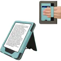 Kwmobile flip cover voor e-reader - geschikt voor Amazon Kindle (2022/2024) - Van imitatieleer en -suède - In mintgroen / donkergrijs