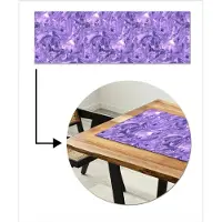 MuchoWow Tafelloper 150x50 cm - Tafelmat vinyl Paars - Marmer print - Verf - Patronen - Tafeldecoratie - Tafelversiering - Keuken decoratie - Tafel versiering