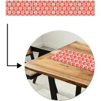 MuchoWow Tafelloper 180x30 cm - Tafelmat vinyl Bloemen - Patroon - Rood - Tafeldecoratie - Tafelversiering - Keuken decoratie - Tafel versiering