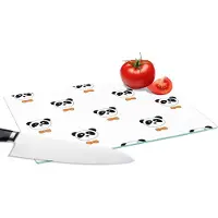 KitchenYeah Glazen Snijplank - 28x20 - Panda - Zwart - Wit - Patroon - Snijplanken Glas