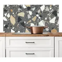 KitchenYeah Spatscherm keuken 120x60 cm - Kookplaat achterwand Terrazzo - Decoratie - Interieur - Stenen - Muurbeschermer - Spatwand fornuis - Hoogwaardig aluminium