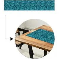 MuchoWow Tafelloper 200x40 cm - Tafelmat vinyl Design - Vintage - Blauw - Turquoise - Tafeldecoratie - Tafelversiering - Keuken decoratie - Tafel versiering