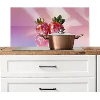 KitchenYeah Spatscherm keuken 90x45 cm - Kookplaat achterwand Disco - Fruit - Glitter - Strawberry - Muurbeschermer - Spatwand fornuis - Hoogwaardig aluminium