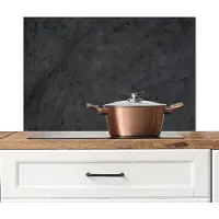 KitchenYeah Spatscherm keuken - Beton print - Retro - Spatwand - Zwart - Achterwand keuken - 80x55 cm - Keuken decoratie - Aluminium
