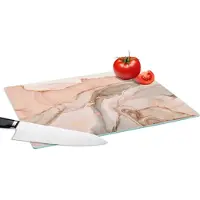KitchenYeah Glazen Snijplank - 39x28 - Marmer - Roze - Rosé - Snijplanken Glas