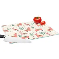 KitchenYeah Glazen Snijplank - 39x28 - Lama - Patronen - Cactus - Snijplanken Glas