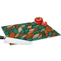 KitchenYeah Glazen Snijplank - 39x28 - Line art - Herfst - Bohemian - Patronen - Snijplanken Glas