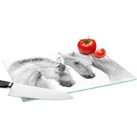 KitchenYeah Glazen Snijplank - 39x28 - Paard - Dieren - Portret - Wit - Snijplanken Glas