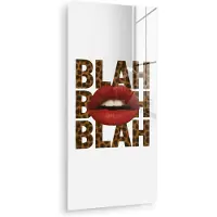 MuchoWow Glasschilderij 60x120 cm - Schilderij acrylglas - Lip - Rood - Quote - Foto op glas - Muurdecoratie woonkamer - Wanddecoratie slaapkamer - Schilderijen