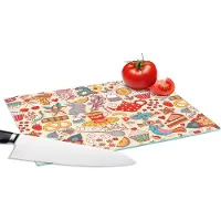 KitchenYeah Glazen Snijplank - 28x20 - Thee - Dieren - Snoepgoed - Regenboog - Patronen - Snijplanken Glas