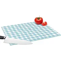 KitchenYeah Glazen Snijplank - 39x28 - Pastel - Blauw - Patronen - Snijplanken Glas