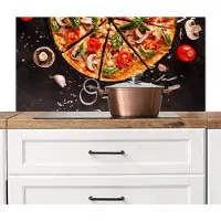 KitchenYeah Spatscherm keuken 100x50 cm - Kookplaat achterwand Pizza - Groente - Kruiden - Keuken - Industrieel - Muurbeschermer - Spatwand fornuis - Hoogwaardig aluminium