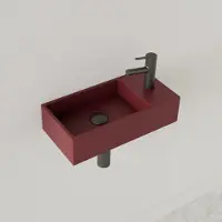 Gliss Design Fontein Nano 36x18x9 cm 1 Kraangat Rechts Mat Wijn Rood