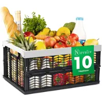 Novaliv Opvouwbare dozen opvouwbaar stevig 10x 30L grijs zwarte manden boodschappenbox opvouwbare dozen set draagdoos opbergmanden boodschappenmanden manden opbergkeuken