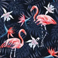 A.S. Création Fotobehang Flamingo2 DD116613 Greenery Blauw Roze Vlies 260 x 260 cm (2 Teile) 3D Fotobehang