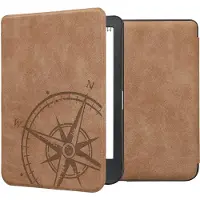 Kwmobile hoes geschikt voor Kobo Clara BW / Colour - Hoesje voor ereader in bruin - Vintage Kompas design