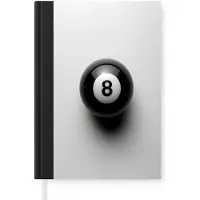 MuchoWow Notitieboek - Schrijfboek - Biljartbal - Getal - Acht - Wit - Notitieboekje klein - A5 formaat - Schrijfblok