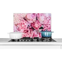 KitchenYeah Spatscherm keuken 70x50 cm - Kookplaat achterwand Bloemen - Roze - Rozen - Muurbeschermer - Spatwand fornuis - Hoogwaardig aluminium