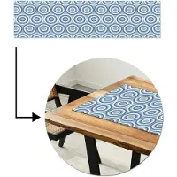 MuchoWow Tafelloper 200x50 cm - Tafelmat vinyl Cirkel - Blauw - Patroon - Tafeldecoratie - Tafelversiering - Keuken decoratie - Tafel versiering