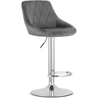 TEXTILOMANIE Barkruk AREX - Velvet Grijs, Chromen Basis, Rugleuning, Modern Design, Hoogte Verstelbaar, 360° Draaibaar, Max. 120 kg