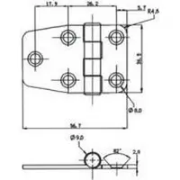 Goldenship Bedekte scharnier 37x57 mm
