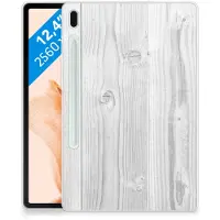 B2Ctelecom Samsung Galaxy Tab S7FE Silicone Tablet Hoes White Wood