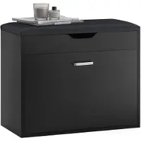 SoBuy Schoenenkast - FSR95-SCH - Gewatteerd kussen - Opklapbaar - 60 x 30 x 49 Cm - Zwart
