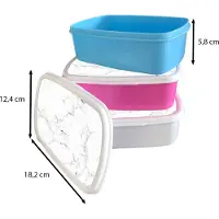 MuchoWow Broodtrommel Roze - Lunchbox Marmer - Wit - Grijs - Luxe - Marmerlook - Structuur - Brooddoos 18x12x6 cm - Brood lunch box - Broodtrommels voor kinderen en volwassenen
