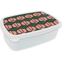 MuchoWow Broodtrommel Wit - Lunchbox - Brooddoos - Kubus - Patronen - 3D - 18x12x6 cm - Volwassenen